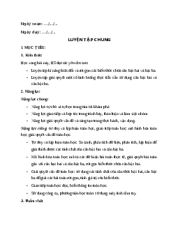 Giáo án Luyện tập chung trang 63 Toán 9 Kết nối tri thức