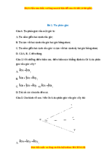 Trắc nghiệm Tia phân giác Toán 7 Chân trời sáng tạo