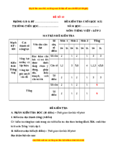 Đề thi cuối kì 2 Tiếng Việt lớp 3 Cánh diều (Đề 10)