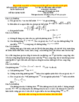 Đề thi vào 10 môn Toán tỉnh Thừa Thiên Huế năm 2020