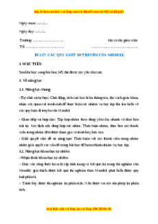Giáo án Bài 37 KHTN 9 Kết nối tri thức (2024): Các quy luật di truyền của Mendel