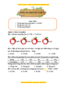 Bài tập cuối tuần Toán lớp 3 Tuần 33 Cánh diều (có lời giải)