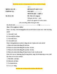 Đề thi giữa kì 2 Tin học lớp 4 Chân trời sáng tạo (Đề 2)