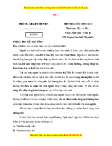 Đề thi giữa kì 1 Ngữ văn 11 Chân trời sáng tạo (đề 7)