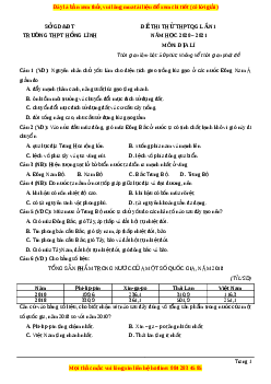 Đề thi thử Địa Lí trường Hồng Lĩnh lần 1 năm 2021