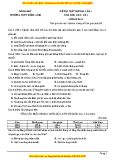 Đề thi thử Địa Lí trường Hồng Lĩnh lần 1 năm 2021