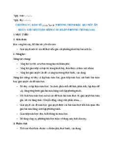 Giáo án Giải bài toán bằng cách lập phương trình Toán 9 Kết nối tri thức