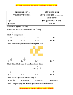 Đề thi cuối kì 2 Toán lớp 4 Chân trời sáng tạo - Đề 10