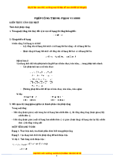 Chuyên đề Phép cộng trong phạm vi 10000 Toán lớp 3 nâng cao Kết nối tri thức