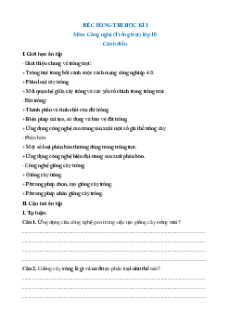 Đề cương ôn tập Cuối kì 1 Công nghệ trồng trọt 10 Cánh diều (có đáp án)