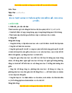 Giáo án Thực hành và trải nghiệm xem đồng hồ, xem lịch Toán lớp 2 Kết nối tri thức