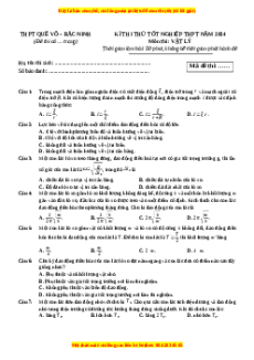 Đề thi thử tốt nghiệp Vật lí trường THPT Quế Võ  - Bắc Ninh năm 2024
