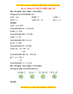 Giải Sgk Toán lớp 3 Bài 42: Tính giá trị biểu thức số (Cánh diều)