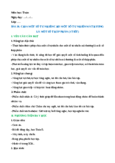 Giáo án Chia một số tự nhiên cho một số tự nhiên mà thương là một số thập phân Toán lớp 5 Chân trời sáng tạo