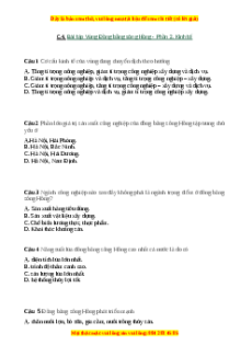 Trắc nghiệm Bài 21 Địa lí 9: Vùng Đồng bằng sông Hồng (tiếp theo)