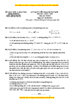 Đề thi vào 10 Toán Tỉnh Bình Dương năm 2023-2024