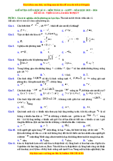 Đề thi giữa kì 2 Toán 11 Kết nối tri thức (theo cấu trúc đề minh họa 2025) Đề 10