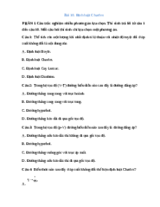 Trắc nghiệm Bài 10: Định luật Charles Vật lí 12 Đúng-Sai, Trả lời ngắn Kết nối tri thức  2025