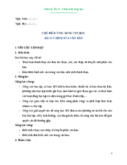 Giáo án Bài 6: Chỉnh sửa văn bản Tin học lớp 5 Chân trời sáng tạo