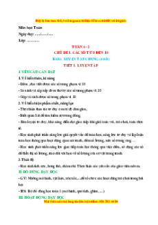 Giáo án Luyện tập chung Toán lớp 1 Kết nối tri thức