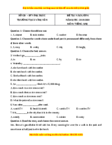 Đề thi tuyển sinh vào lớp 6 môn Tiếng Anh trường THCS Vĩnh Yên năm 2019