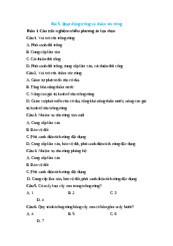 Trắc nghiệm Bài 5: Hoạt động trồng và chăm sóc rừng Công nghệ 12 Lâm nghiệp-Thủy sản Cánh diều