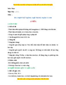 Giáo án Phép trừ không nhớ trong phạm vi 100 Toán 2 Chân trời sáng tạo