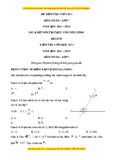 Đề thi cuối học kì 1 Toán 7 Kết nối tri thức có đáp án (Đề 5)