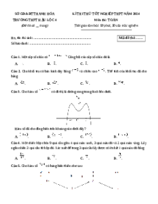 Đề thi thử tốt nghiệp Toán trường THPT Hậu Lộc 4 - Thanh Hóa năm 2024