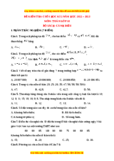 Đề thi cuối học kì 2 Toán 10 Cánh diều có đáp án (Đề 8)