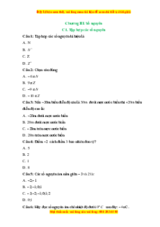 Trắc nghiệm Tập hợp các số nguyên Toán 6 Kết nối tri thức