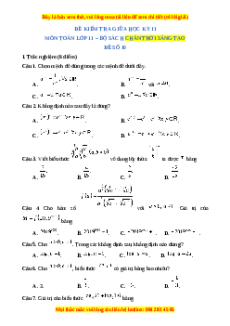 Đề thi giữa kì 2 Toán 11 Chân trời sáng tạo (Đề 10)