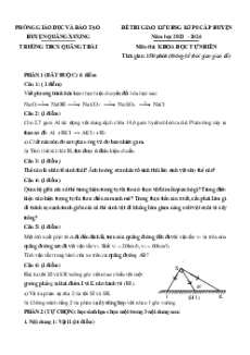 Đề thi hsg KHTN 8 năm 2023-2024 Trường THCS Quảng Thái