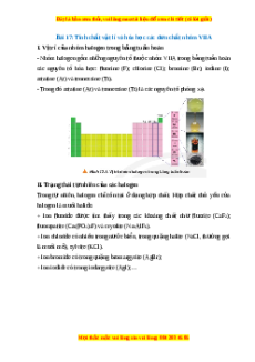 Lý thuyết Tính chất vật lí và hóa học các đơn chất nhóm VIIA Hóa học 10 Chân trời sáng tạo