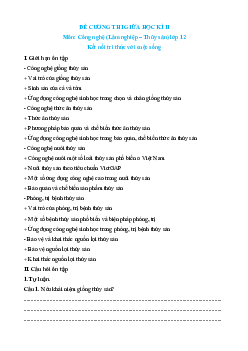 Đề cương ôn tập Cuối kì 2 Công nghệ 12 Lâm nghiệp, thủy sản Kết nối tri thức