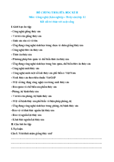 Đề cương ôn tập Cuối kì 2 Công nghệ 12 Lâm nghiệp, thủy sản Kết nối tri thức