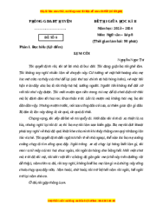 Đề thi giữa kì 2 Ngữ văn 8 Chân trời sáng tạo (Đề 6)