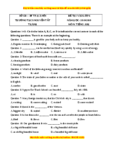 Đề thi tuyển sinh vào lớp 6 môn Tiếng Anh trường THCS Nguyễn Tất Thành năm 2018