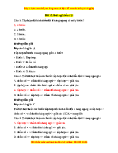 Trắc nghiệm Bài 10: Đội ngũ tiểu đội