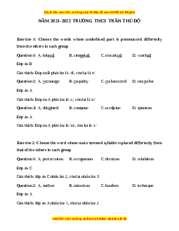 Đề thi giữa kì 1 Tiếng Anh 9 trường Trần Thủ Độ