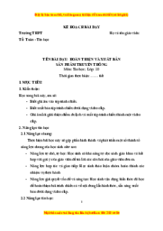 Giáo án CĐ Hoàn thiện và xuất bản sản phẩm truyền thông Tin 10  Kết nối tri thức