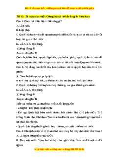 Trắc nghiệm Bài 12: Bộ máy nhà nước Cộng hòa xã hội chủ nghĩa Việt Nam KTPL 10 Cánh diều