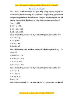 Bài tập trắc nghiệm tổng hợp Chương 2 Toán 10 Kết nối tri thức