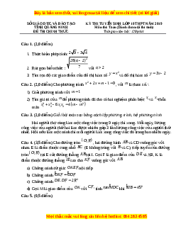 Đề thi vào 10 môn Toán tỉnh Quảng Ninh năm 2020