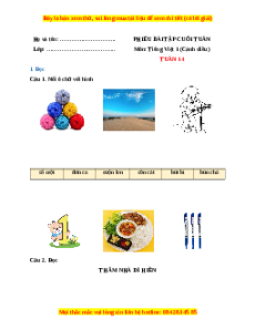 Bài tập cuối tuần Tiếng việt lớp 1 Tuần 14 Cánh diều (có lời giải)