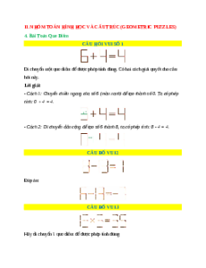 Bài toán que diêm - Toán đố, Toán IQ (có lời giải)