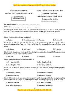 Đề thi thử Hóa Học trường Chuyên Quang Trung năm 2021