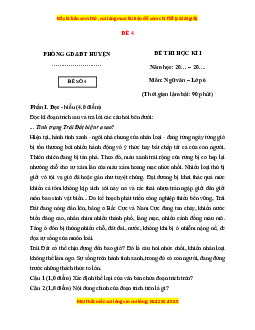 Đề thi cuối kì 1 Ngữ văn 6 Cánh diều (đề 4)