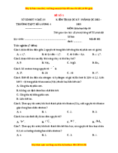 Đề thi cuối kì 1 Hóa học 10 Chân trời sáng tạo - Đề 5