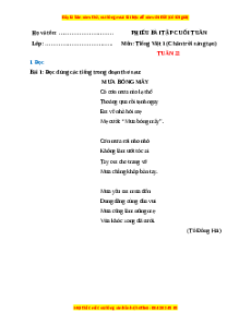 Bài tập cuối tuần Tiếng việt lớp 1 Tuần 22 Chân trời sáng tạo (có lời giải)
